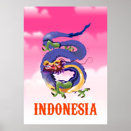reisposter Indonesië Dragon retro Poster (Voorkant)