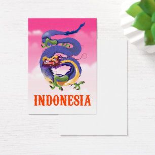 reisposter Indonesië Dragon retro Visitekaartje