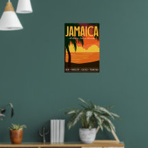 Reisposter Jamaica geïnspireerd op vintage