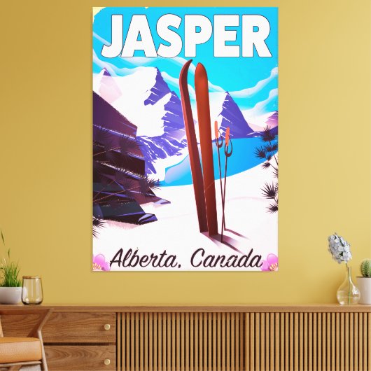 Reisposter Jasper Alberta Canada Canvas Afdruk (Insitu (Woonkamer))