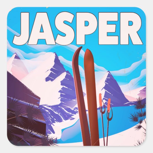 Reisposter Jasper Alberta Canada Vierkante Sticker (Voorkant)