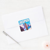 Reisposter Jasper Alberta Canada Vierkante Sticker (Envelop)