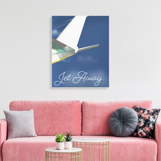 Reisposter Jet Away. Canvas Afdruk (Insitu (Woonkamer))
