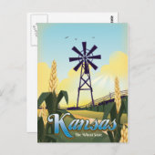 Reisposter Kansas "de Wheat state". Briefkaart (Voorkant / Achterkant)