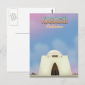 Reisposter Karachi Pakistan Briefkaart (Voorkant / Achterkant)