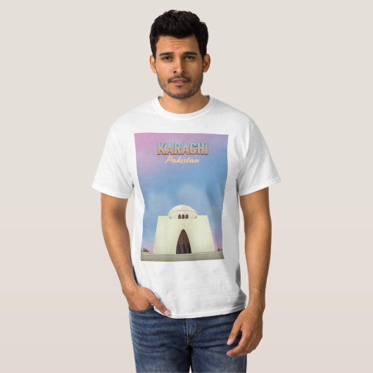 Reisposter Karachi Pakistan T-shirt (Voorkant volledig)