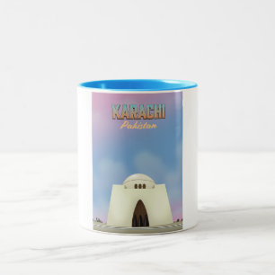 Reisposter Karachi Pakistan Tweekleurige Koffiemok