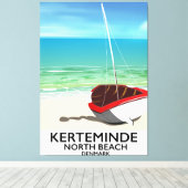 Reisposter Kerteminde North Beach Denmark Canvas Afdruk (Insitu (Houten vloer))