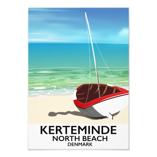 Reisposter Kerteminde North Beach Denmark Foto Afdruk (Voorkant)