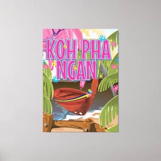 Reisposter Koh Pha Ngan Thailand Canvas Afdruk (Voorkant)