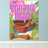 Reisposter Koh Pha Ngan Thailand Canvas Afdruk (Insitu (Houten vloer))