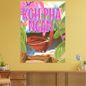 Reisposter Koh Pha Ngan Thailand Canvas Afdruk (Insitu (Woonkamer))