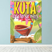 Reisposter Kuta Indonesia Canvas Afdruk (Insitu (Houten vloer))