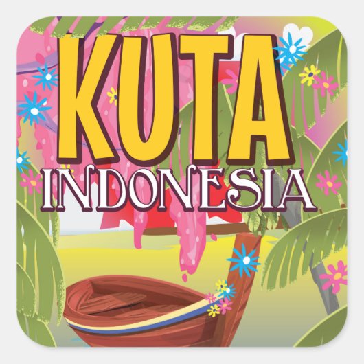 Reisposter Kuta Indonesia Vierkante Sticker (Voorkant)