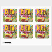 Reisposter Kuta Indonesia Vierkante Sticker (Vel)