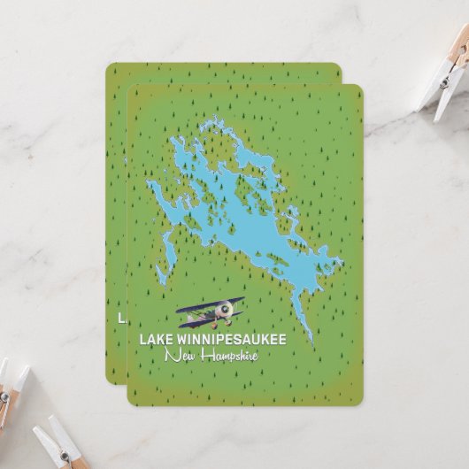 Reisposter Lake Winnipesaukee New Hampshire (Voorkant / Achterkant in situ)