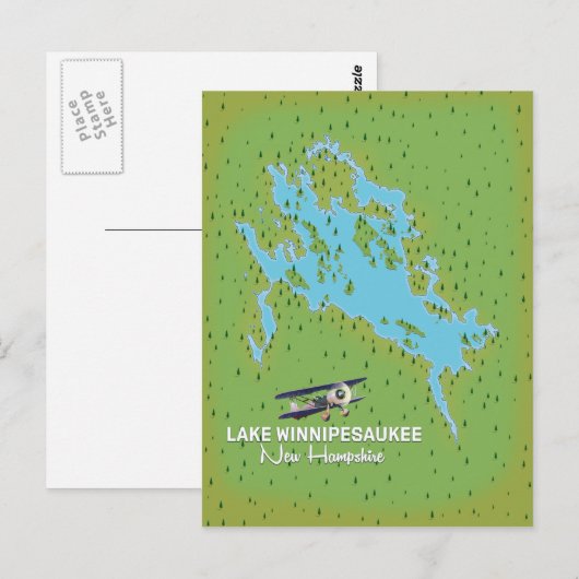 Reisposter Lake Winnipesaukee New Hampshire Briefkaart (Voorkant / Achterkant)
