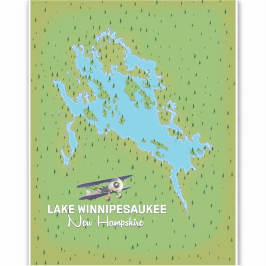 Reisposter Lake Winnipesaukee New Hampshire Sticker (Voorkant)