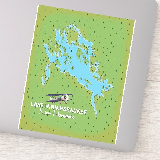 Reisposter Lake Winnipesaukee New Hampshire Sticker (Detail)