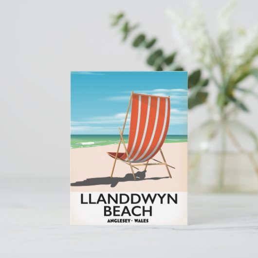 reisposter landdwyn Beach Anglesey Wales Briefkaart (Staand voorkant)