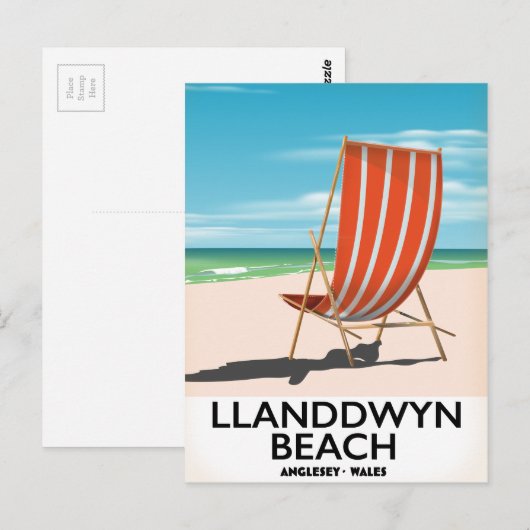 reisposter landdwyn Beach Anglesey Wales Briefkaart (Voorkant / Achterkant)