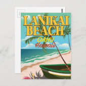 reisposter lanikai Beach Hawaii Briefkaart (Voorkant / Achterkant)