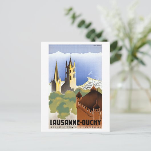  reisposter Lausanne-Ouchy Zwitserland Briefkaart (Staand voorkant)