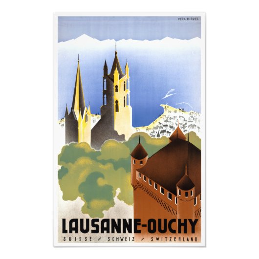 reisposter Lausanne-Ouchy Zwitserland Foto Afdruk (Voorkant)