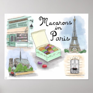 Reisposter: Macarons in Parijs Frankrijk Poster