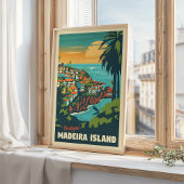Reisposter Madeira Eiland Vintage Muurkunst Poster