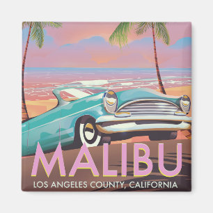 Reisposter Malibu, Los Angeles, Californië Magneet