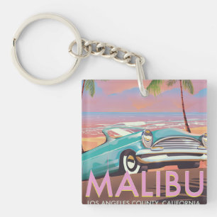 Reisposter Malibu, Los Angeles, Californië Sleutelhanger