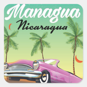 Reisposter Managua - Nicaragua Vierkante Sticker