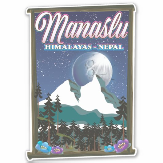 Reisposter Manaslu Himalayas Nepal Sticker (Voorkant)