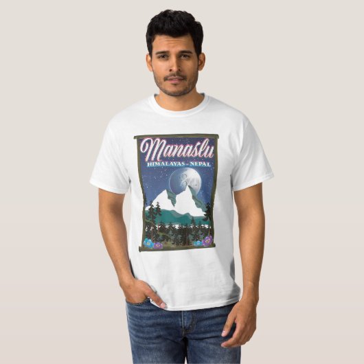 Reisposter Manaslu Himalayas Nepal T-shirt (Voorkant volledig)