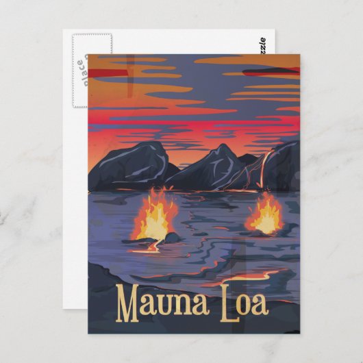 Reisposter Mauna Loa vulcano Briefkaart (Voorkant / Achterkant)