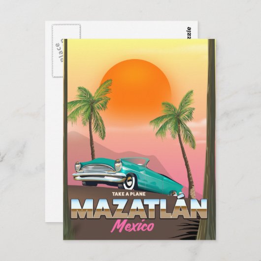 Reisposter Mazatlán Mexico Briefkaart (Voorkant / Achterkant)