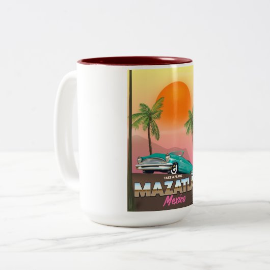 Reisposter Mazatlán Mexico Tweekleurige Koffiemok (Voorkant links)