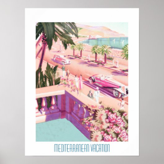Reisposter Mediterrane Vakantie Oude Stijl Poster (Voorkant)