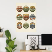 Reisposter met badge voor Nationaal Park Poster (Thuiskantoor)