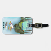 Reisposter met geïllustreerde kaart van Brazilië Bagagelabel (Voorkant horizontaal)