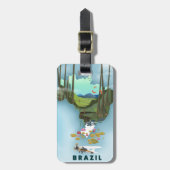 Reisposter met geïllustreerde kaart van Brazilië Bagagelabel (Voorkant verticaal)