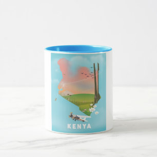 Reisposter met illustratie van Keniaanse kaart. Mok