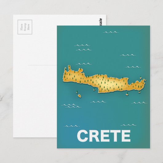 Reisposter met kaart van Kreta (Voorkant / Achterkant)