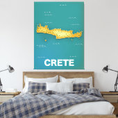 Reisposter met kaart van Kreta Canvas Afdruk (Insitu (Slaapkamer))