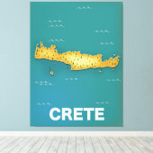 Reisposter met kaart van Kreta Canvas Afdruk (Insitu (Houten vloer))