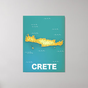 Reisposter met kaart van Kreta Canvas Afdruk