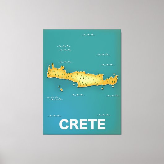 Reisposter met kaart van Kreta Canvas Afdruk (Voorkant)
