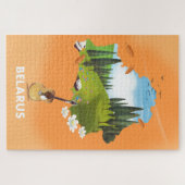 Reisposter met kaart van Wit-Rusland. Legpuzzel (Horizontaal)