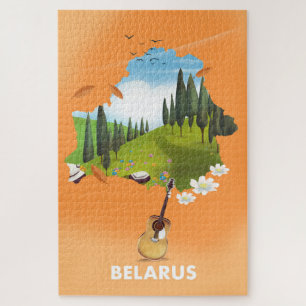 Reisposter met kaart van Wit-Rusland. Legpuzzel